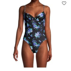 Floral Black Bathingsuit
